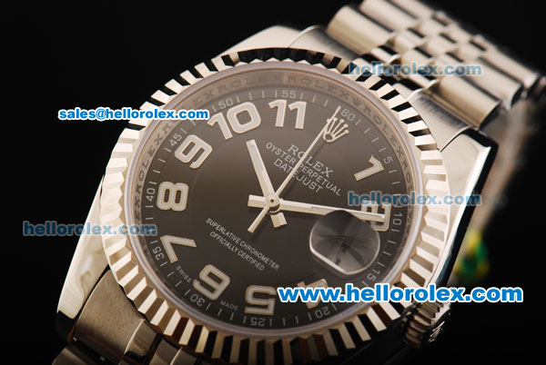 Rolex Datejust Oyster Perpetual Swiss ETA 2836 Automatic Movement Full Steel with Black Dial and White Arabic Numerals - Click Image to Close